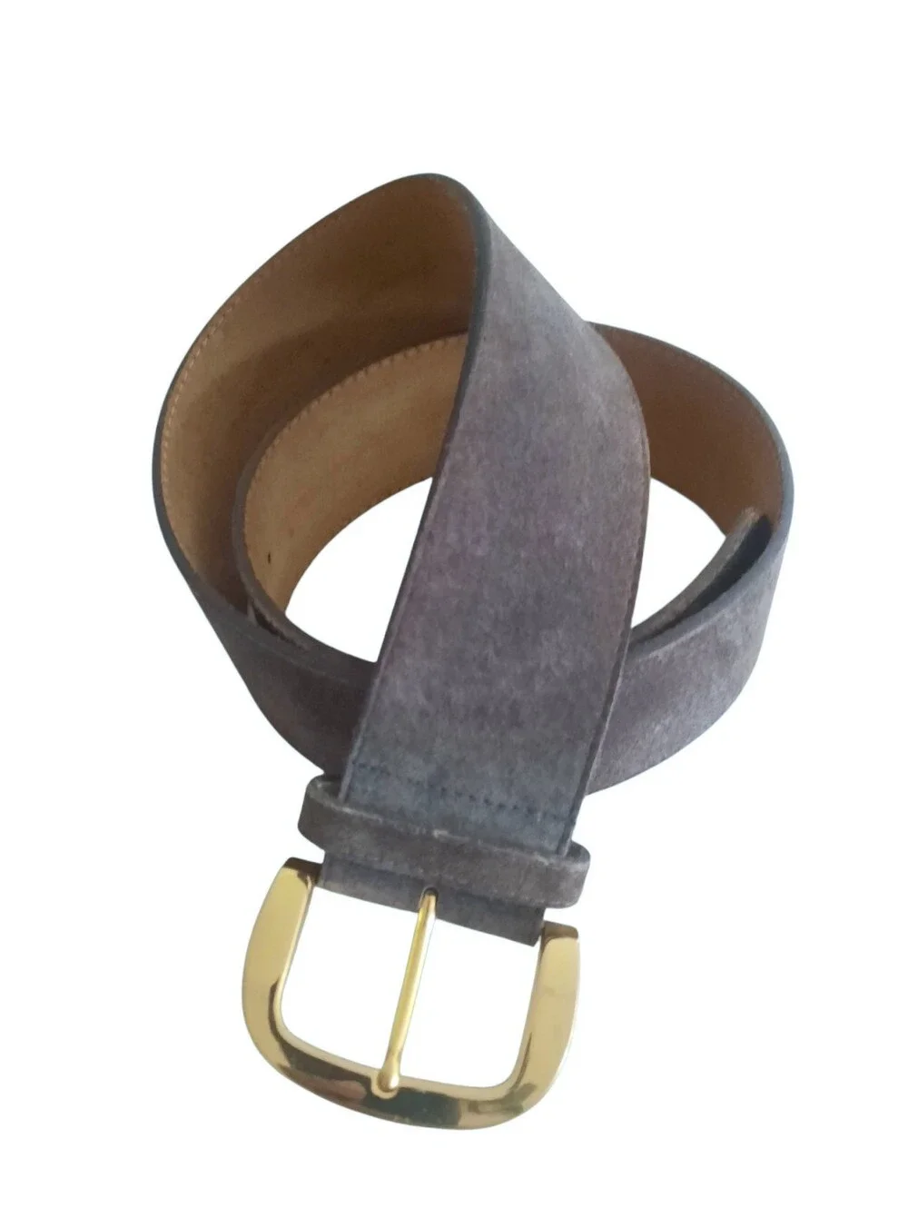 Vintage ANN TAYLOR Gray Suede Wide Classic Belt w/Gold Buckle Sz M/L